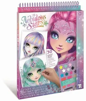 Set kozmetik për fëmijë Nebulous Stars Makeup Artist Book, blush dhe lip gloss, me libër aktiviteti, shumëngjyrësh