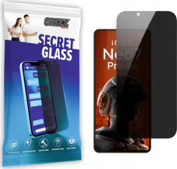 Xham mbrojtës privat Vivo IQOO Neo 7 Pro, Grizz SecretGlass, mbrojtje ndaj gërvishtjeve, transparent