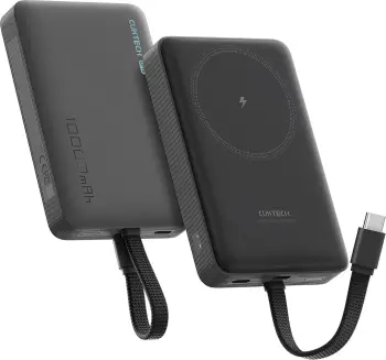 Power bank Cuktech CP132ML 10000mAh MagSafe kompatibil 22.5W USB-C me kabllo të integrume 7.5W wireless, e zezë