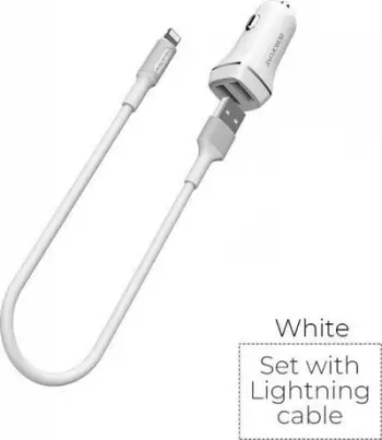 Karikues makine Borofone BZ2, 2x USB A 2.4A, me kabllo Lightning, i bardhë