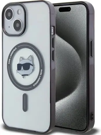 Mbështjellës telefoni Karl Lagerfeld KLHMP15SHCHNOTK IML Choupette's Head iPhone 15 6.1", hardcase, MagSafe, transparent