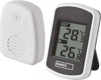 Termometër wireless EMOS E0042, për brenda dhe jashtë, ekran dixhital, i bardhë