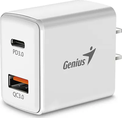 Adapter karikues Genius PD-20AC, 20W, 2 porta USB-C USB-A, i bardhë - 1