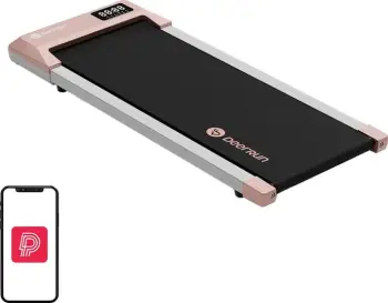 Traka vrapimi elektrike, DeerRun, Q1 Plus, 1–8 km/h, ngarkesë 159 kg, ultra e hollë 10.5 cm, LED, Bluetooth PitPat, rozë