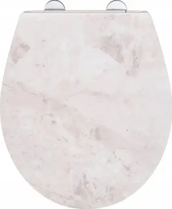 Ujëse tualeti WENKO White Marble, duroplast antibakterial, mbyllje e butë, e bardhë mermeri