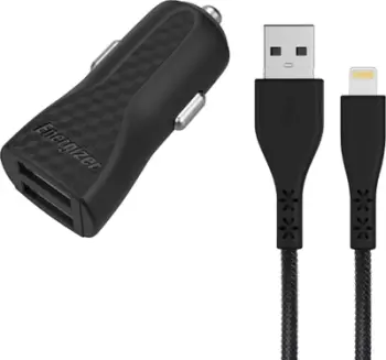 Karikues makine Energizer Car Charger, 2x USB, kabllo Lightning 1.2m, i zi