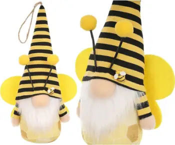Dekor xhuxh varës Gnome Dwarf Yellow Bee, 20cm, pranveror, e verdhë