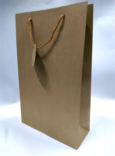 Qese dhurate Gift Bag Craft, 40x25x10cm, kafe natyrale - 1