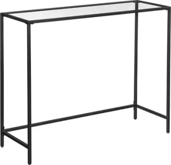 Konzolë Industrial Loft, metal dhe xham, 100 x 80 x 35 cm, e zezë