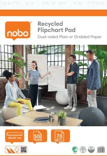 Bllok flipchart Nobo 1915659, 58x81cm, 50 fletë, letër e ricikluar