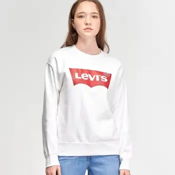 Bluza me kapuç Levi's Graphic Standard Crew Hoodie 186860011, për femra, S, e bardhë