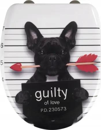Ule tualeti Popgear Guilty Dog, duroplast, mbyllje e butë, shumëngjyrëshe