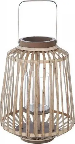Mbajtës qirinjsh Atmosphera Lamp, qelq dhe ratan, 35 x 25 cm, natyral