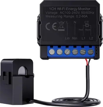 Matës energjie smart Wi‑Fi, Avatto WPM16-1, një-fazor 0.2–80A, dy-drejtimësh, Tuya Smart Life, me sensor CT