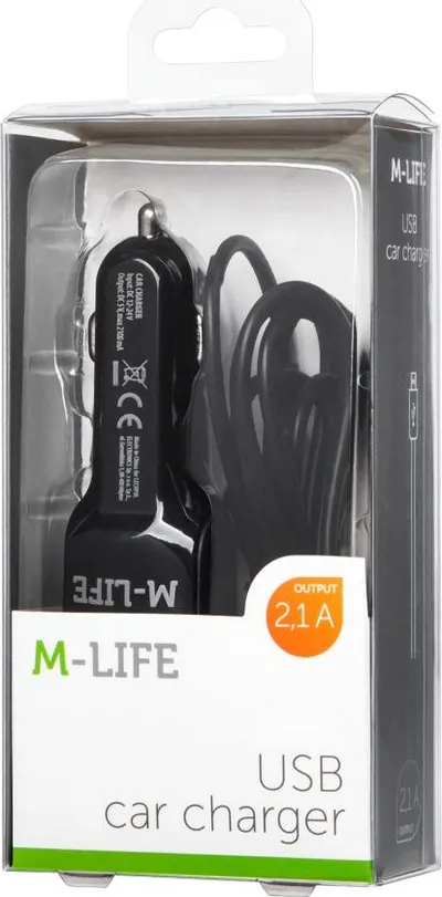Karikues makine M-Life LEC-ML0993, 1x USB-A, 2.1A, i zi - 3