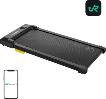 Pistë vrapimi elektrike, Urevo, Spacewalk E1L URTM041, 2.5 HP, shpejtësi 1–6.4 km/h, LED + aplikacion, kapacitet 181 kg, 107×48×10.5 cm, e zezë