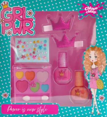 Set kozmetike për fëmijë Chlapu Chlap Girl Power, llak thonjsh me ujë, aksesorë flokësh, shumëngjyrësh