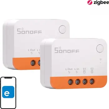Switch smart Sonoff ZBMINIL2 Zigbee 3.0 mini, 6A, pa nul, set 2 copë, e bardhë/portokalli
