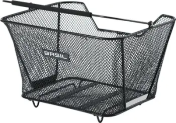 Shportë e pasme biçiklete Basil Lesto, çelik rrjetë, dorezë soft grip, e zezë