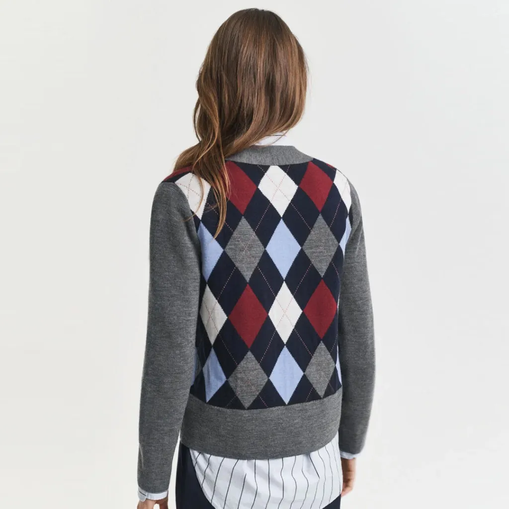 Bluzë GANT ARGYLE V-NECK CARDIGAN - 4