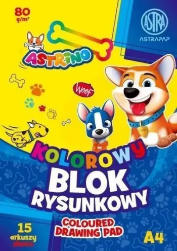 Bllok me ngjyra Astra Astrino A4, 15 fletë 80g, set 10 copë, shumëngjyrësh