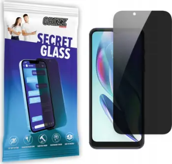 Xham mbrojtës privatësie Grizz SecretGlass për Motorola Moto G82, qeramik, transparencë e zezë
