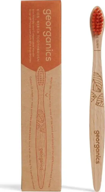 Furçë dhëmbësh për fëmijë Georganics, dru fagu ekologjik, qime të buta, natyrale