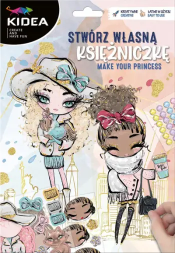Set kreativ Derform Create Your Own Princess KIDEA, 12 stile mode, me ngjitëse dekorative, shumëngjyrësh
