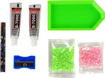 Set kreativ DIY Diamond Creative Kit, varëse çelësash 3D dreri, kristale, jeshile