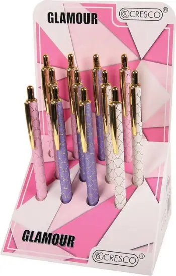 Set stilolapsa Cresco Glamour Pen, 12 copë, metalikë, blu