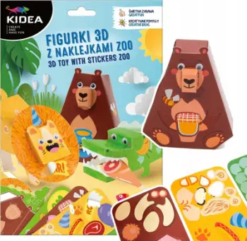 Set kreativ figurina 3D Zoo Kidea ZEST KREAT, me ngjitëse, format 180x260 mm