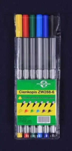 Set stilolapsa fineliner Polsirhurt, trekëndorë, 6 ngjyra, shumëngjyrësh