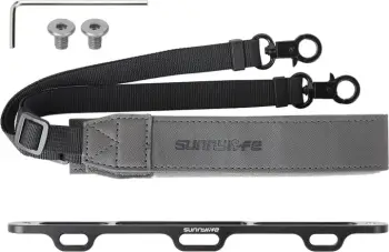 Rrip qafe me mbajtëse për kontrollues, Sunnylife GS013, për DJI RC Pro 2, alumini + lëkurë PU, i rregullueshëm 62.5–80 cm, me vida dhe çelës Allen