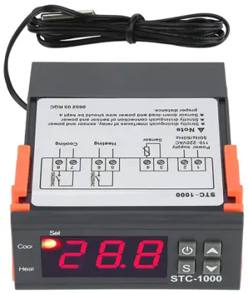 Termostat Eurokomp STC-1000, 230V, kontroll temperature, gri