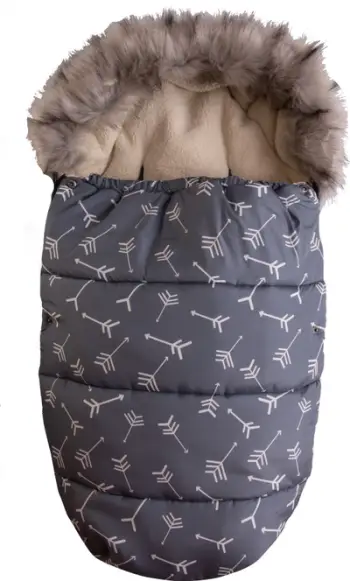 Qese fjetjeje për karrocë BabyMatex Venus I Muff, e izoluar, e papërshkueshme nga uji, gri me shigjeta