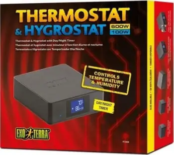 Termostat higrostat për terrarium Exo Terra, 600W, ekran dixhital, i zi