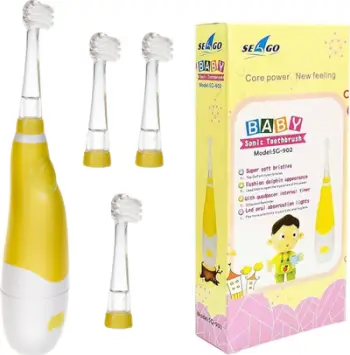 Furçë dhëmbësh sonike për fëmijë SEAGO SG-902, 4 koka, LED, e verdhë