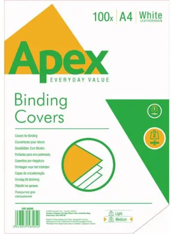 Kopertina mbuluese Fellowes APEX Leatherette Medium, A4, 100 copë, të bardha