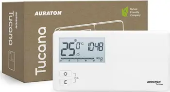 Termostat i përmur Auraton Tucana, programim javor, ekran LCD, i bardhë