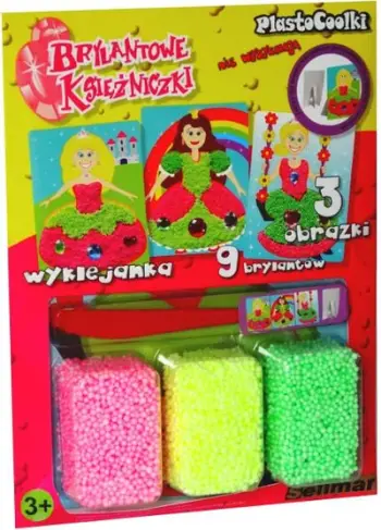 Set kreativ me ngjitësa Sellmar PlastoCoolki Princess Sticker Mosaic, 3 figura, 9 gurë dekorativë, shumëngjyrësh