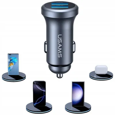 Karikues makine Usams CC320, 2x USB A, 2.4A, argjendtë - 2