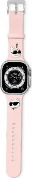 Rrip ore Kraftware Karl Lagerfeld për Apple Watch 42 44 45 49mm, silikon 3D, rozë
