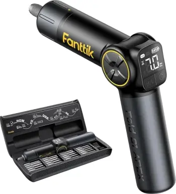 Vidhosëse elektrike, Fanttik, S1 Apex Deluxe, 0.5–7 Nm, 2 shpejtësi 100/250 rpm, ekran LED, dorezë e palosshme, bateri 2500 mAh, set me 20 biti S2 dhe kasë magnetike