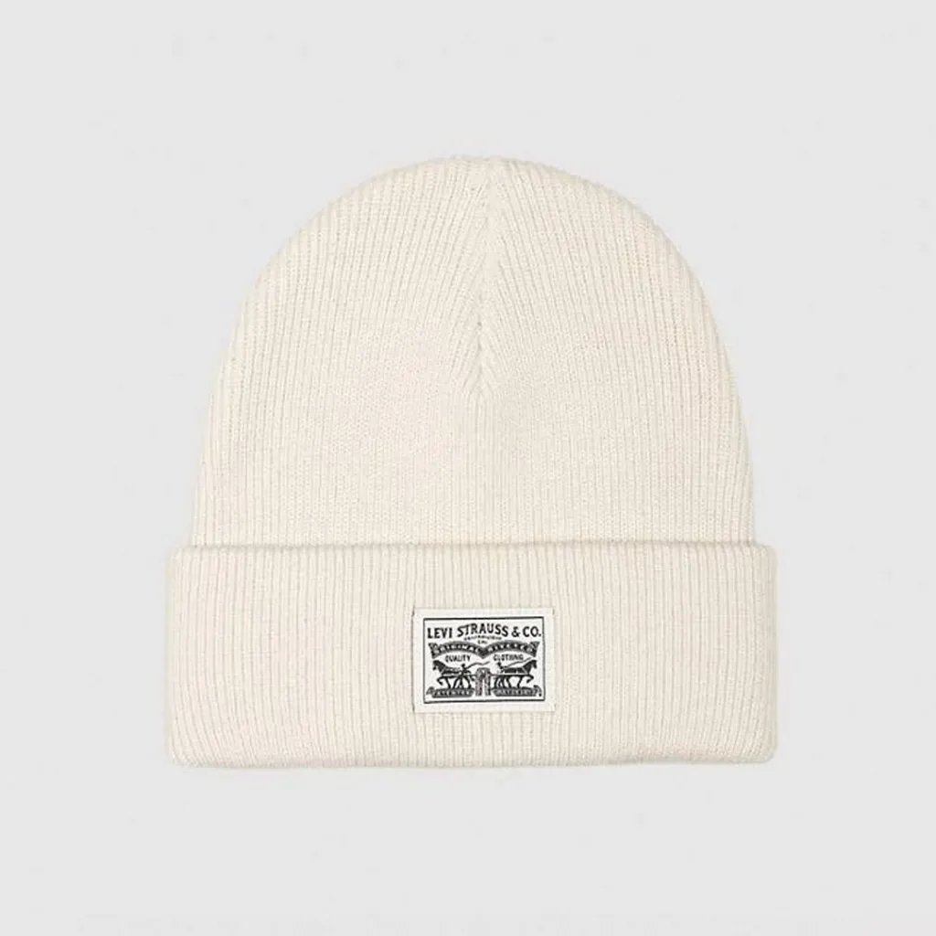 Kapelë LEVIS WOMENS BACKPATCH BEANIE WHITE SWAN - 1