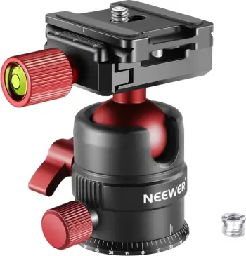 Kokë sferike stativi, Neewer GM28, 28 mm, kapacitet 5 kg, montim 1/4" sipër + 3/8" poshtë, e kuqe