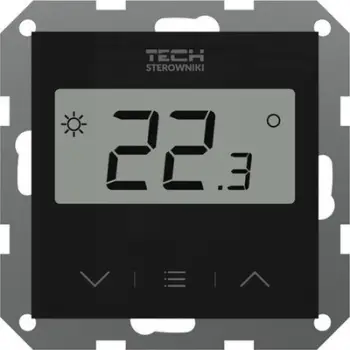 Termostat me kabllo Tech F-12B STF-12BBK, për kornizë 55mm, ekran LCD, i zi