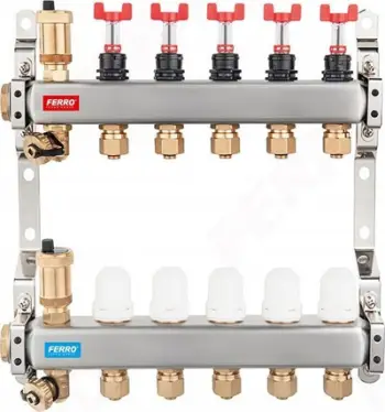 Manifold ngrohjeje Ferro SN-RZP06S, INOX 1", 6 qarqe