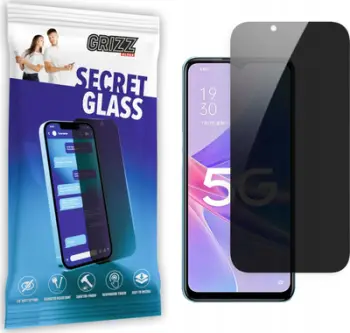 Xham mbrojtës privatësie Grizz SecretGlass për Oppo A97 5G, xham film qeramik, transparencë e lartë, i zi