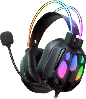 Kufje me mikrofon, ONIKUMA X89, me kabllo, on-ear, me drita RGB, të zeza