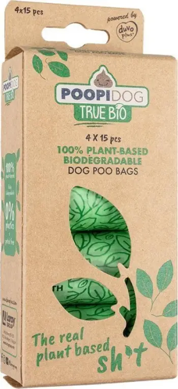 Qese higjienike për qen Duvoplus True Bio, 4 rrotulla, biodegraduese, jeshile
